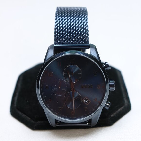 Hug Boss 1513836 Men's Chronograph Skymaster Blue Mesh Steel Bracelet Watch READ - Picture 1 of 6